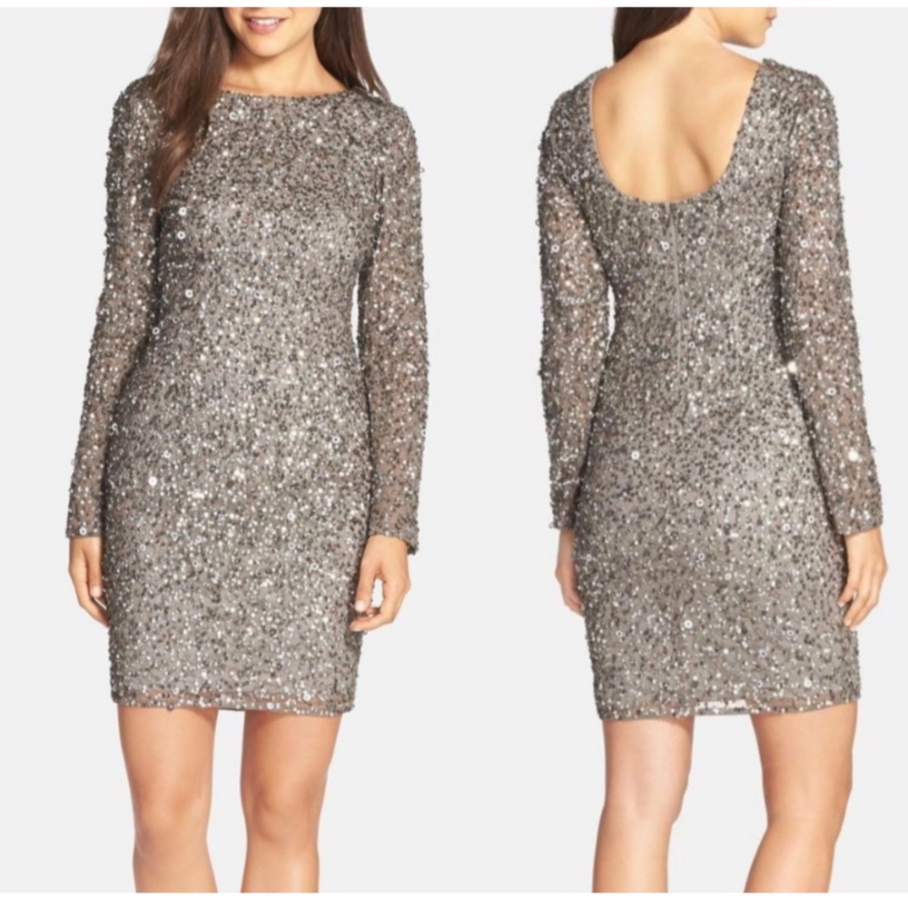 Adrianna Pappel long sleeve sequin cocktail dress